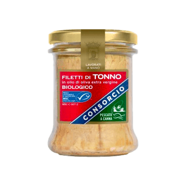 Filetti di Tonno Sott’Olio Oliva Extra Vergine Bio Vetro - Consorcio